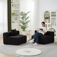 thumbnail image 1 of Newest Curved Modular Chenille Sectional Sofa with Piano Key Design and No Assembly, Black, 1 of 7