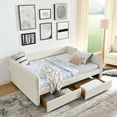 thumbnail image 1 of Newest Daybed with Trundle Upholstered Tufted Sofa Bed, with Two Drawers, Queen Size, Boucle Fabric, Beige, 1 of 9