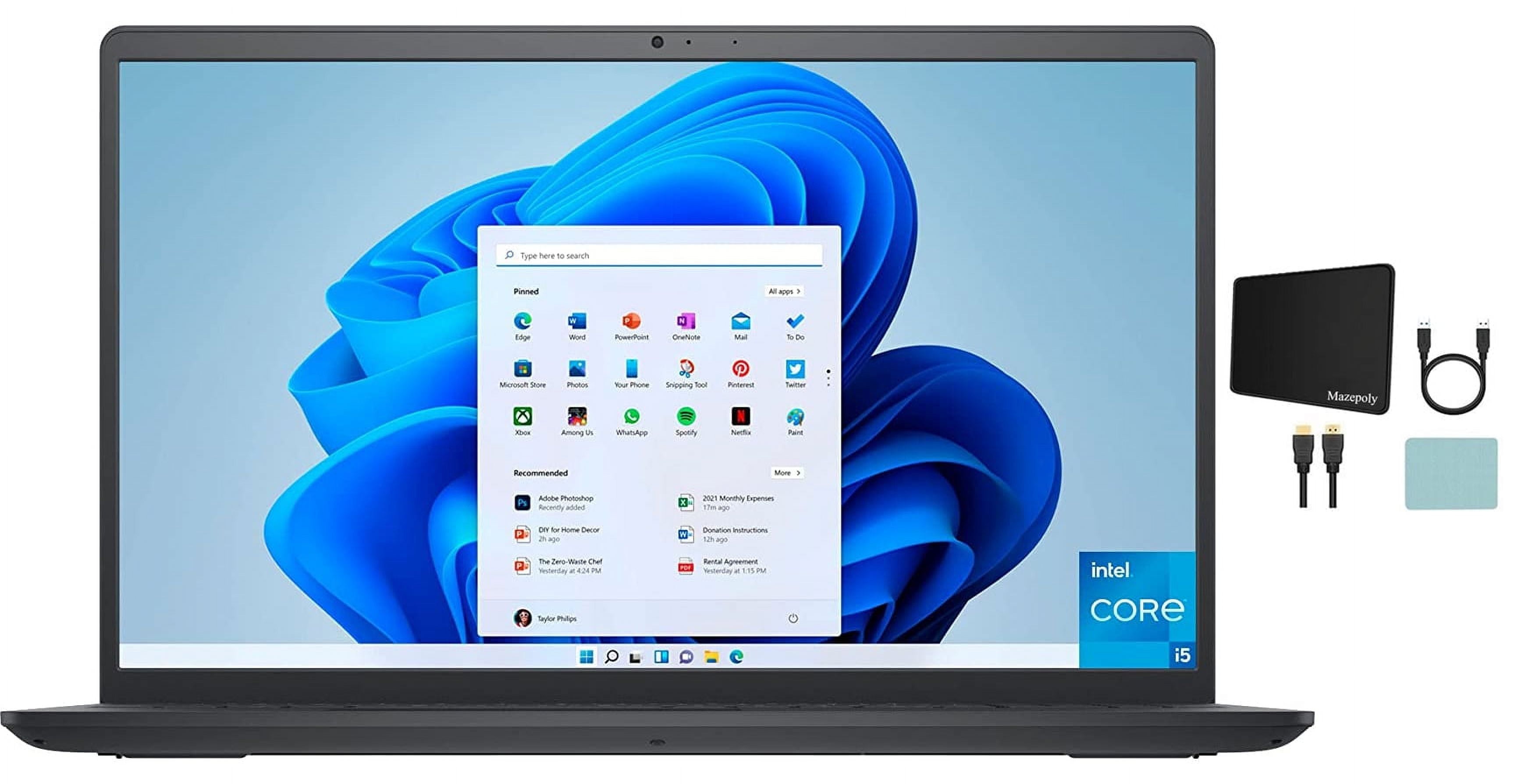 Newest Dell Inspiron 3511 15.6" Touch Screen Laptop Computer Notebook - Intel Core i5-1035G1 - 8GB DDR4 Memory - 256GB M.2 Solid State Drive - Black - Windows 11 + Mazepoly Accessories