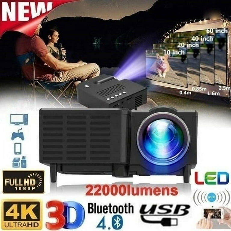 4K Projector, Portable 3D HD Smart DLP Pocket Projector, 20,000