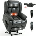 thumbnail image 1 of Newest Dual Motor Infinite Position Up to 350 LBS Electric Medium size Leatheraire Grey Power Lift Recliner Chair with 8-Point Vibration Massage , Lumbar Heating, 1 of 9