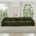 thumbnail image 1 of Newest Elegant Large 4 Seater Sofa Couch,Flared Arms,Removable Ruffles Pleats Skirts,Spindle Legs, Comfy Chenille Four-Seat Sofa for Living Room, Green, 1 of 20