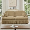 thumbnail image 1 of Newest Elegant Oversized Large Two Seater Sofa Couch, Flared Arms, Removable Ruffles Pleats Skirts, Spindle Legs,Comfy Chenille Two-Seat Love Seat Sofa for Living Room,Light Coffee, 1 of 20