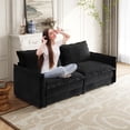 thumbnail image 1 of Newest Expandable Corduroy Loveseat Sofa with Deep Seat for Flexible Living Space, Black, 1 of 7