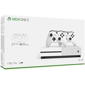 Newest Flagship Microsoft Xbox One S 1TB HDD Bundle with Two (2X) Wireless Controllers, 1-Month Game Pass Trial, 14-Day Xbox Live Gold Trial - White