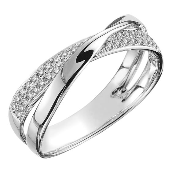 Newest Fresh Two Tone X Shape Cross Ring Women Wedding Trendy Jewelry Dazzling CZ Stone Large Modern Rings