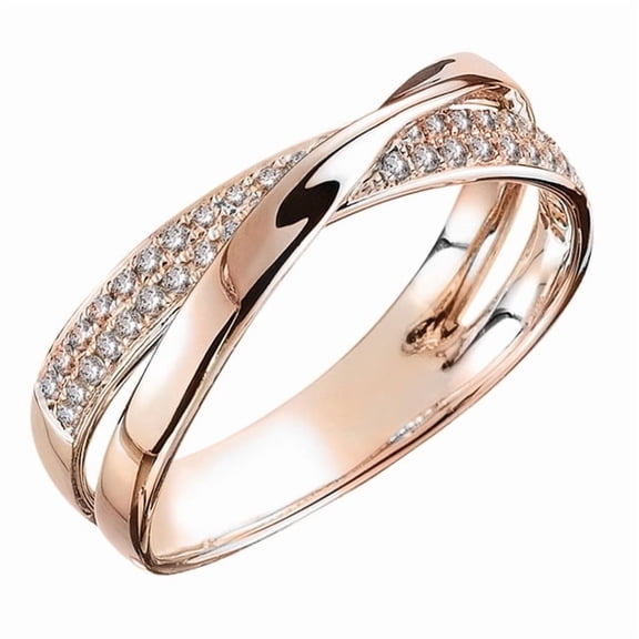 Newest Fresh Two Tone X Shape Cross Ring Women Wedding Trendy Jewelry Dazzling CZ Stone Large Modern Rings