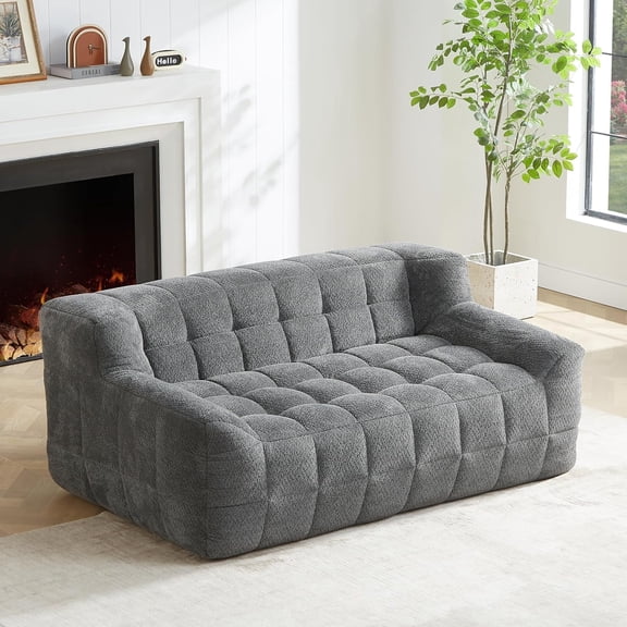 Newest Full Compression Sofa 2-Seater Lazy Sofa Zero Assembly & Space-Saving Design (65"L) - Ideal for Small Apartments, Dorms - Urban Living Essential