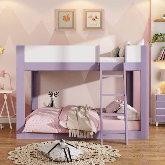 Newest Full Size Low Bunk Bed with Reversible Ladder and Safety ...