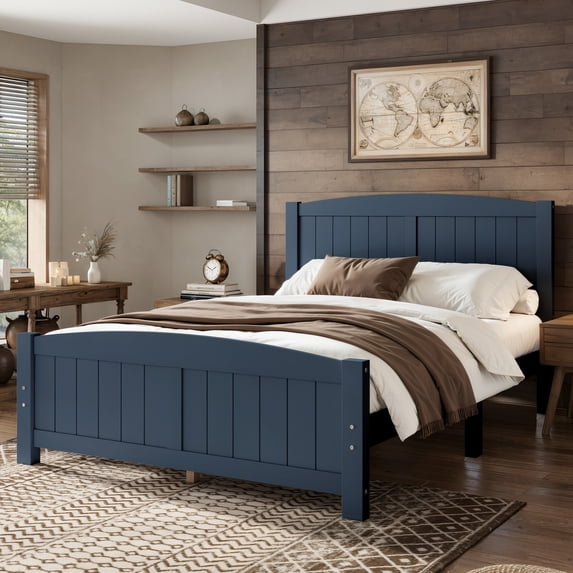 Newest Full Size Platform Bed, Solid Wood Frame with Support Slats and ...