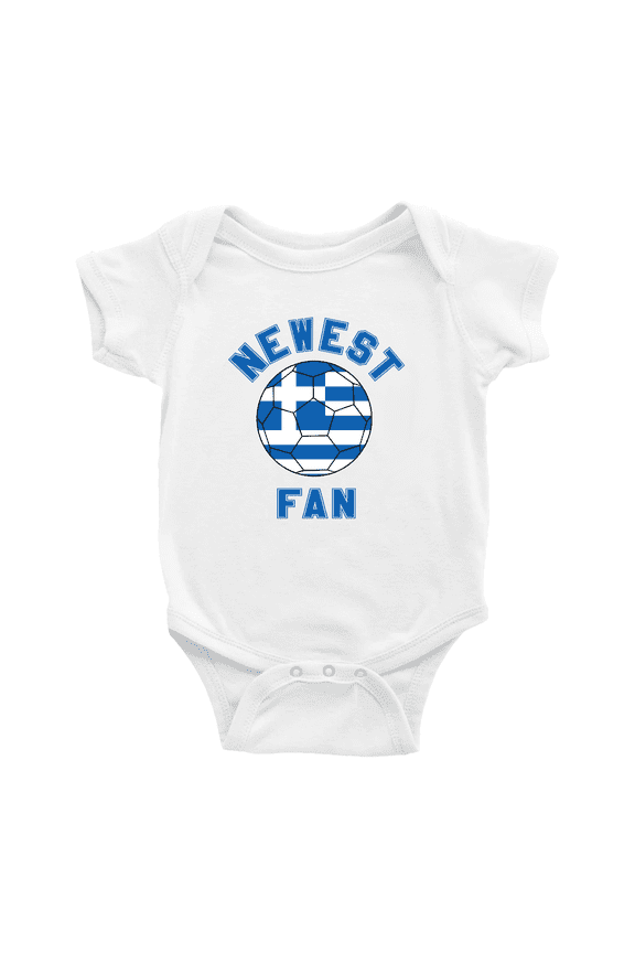 Newest Greece National Soccer Team Fan Cute Baby Bodysuit Jumpsuits (White, 3-6 Months)