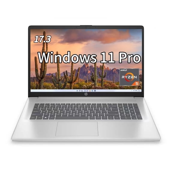 Newest HP 17.3 FHD Laptop AMD Ryzen 5 7430U 16GB RAM 512GB PCIe SSD Windows 11 Pro Silver
