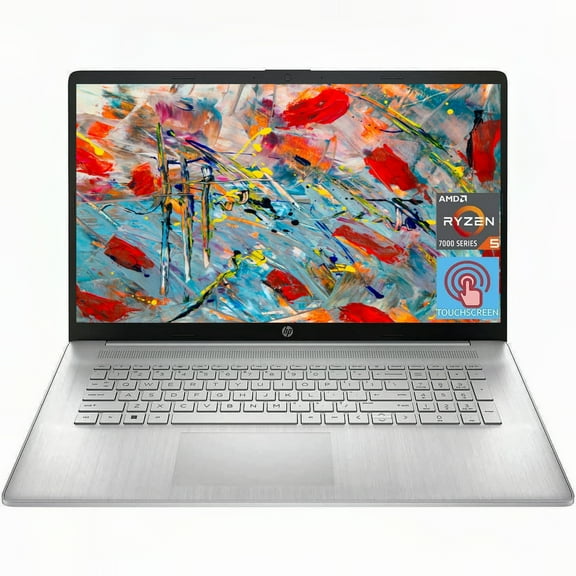Newest HP 17.3" HD+ Touchscreen Laptop, AMD Ryzen 5 7530U (Beats i7-1165G7), 12GB RAM, 512GB SSD, Backlit KB, Windows 10 Pro, Silver