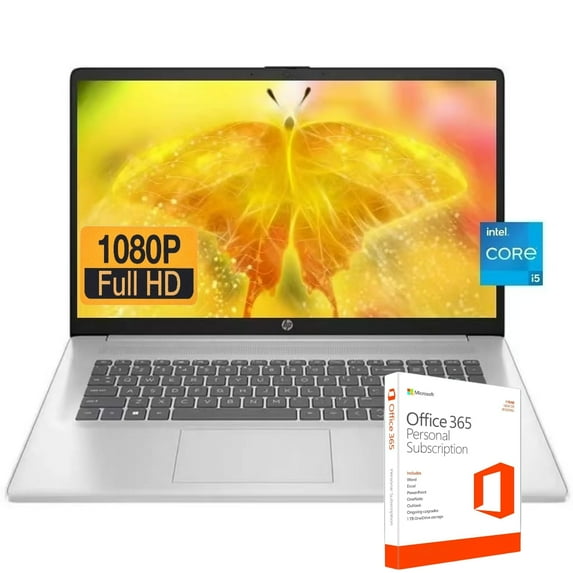 Newest HP 17 Laptop, 17.3" FHD Display, Intel Core i5-1335U, 8GB RAM,512GB SSD, Webcam, HDMI, Bluetooth, Type-C, Wi-Fi, Windows 11 Home, Silver