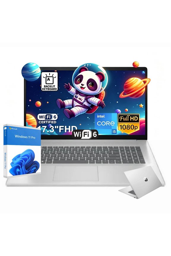 Newest HP 17 Laptop, 17.3" FHD IPS Display, Intel Core i5 1335U(Beat i7-1255U), 16GB RAM, 512GB SSD, Backlit Keyboard, Numeric Keypad, Wi-Fi 6, Bluetooth, Windows 11 Pro Silver
