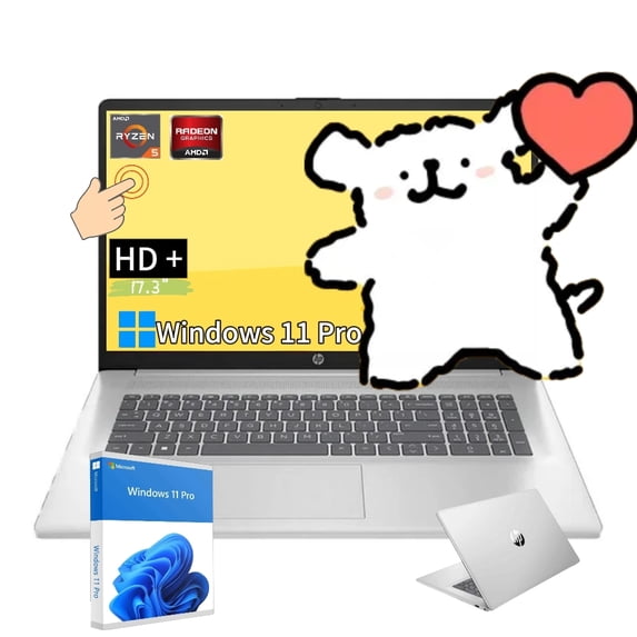 Newest HP 17 Laptop, 17.3" HD+ Touchscreen Display, AMD Ryzen 5 7530U (Beats i7-1165G7), 12GB RAM, 1TB SSD, Wi-Fi 6,Bluetooth, Webcam, HDMI, Windows 11 Pro, Silver