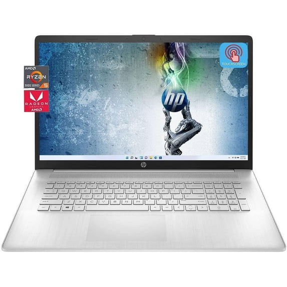Newest HP 17 Laptop, 17.3" HD+ Touchscreen Display, AMD Ryzen 5 7530U (Beats i7-1165G7), 12GB RAM, 512GB SSD, Wi-Fi 6,Bluetooth, Webcam, HDMI, Windows 11 Home, Silver