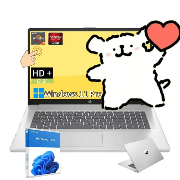 Newest HP 17 Laptop, 17.3" HD+ Touchscreen Display, AMD Ryzen 5 7530U (Beats i7-1165G7), 64GB RAM, 1TB SSD, Wi-Fi 6,Bluetooth, Webcam, HDMI, Windows 11 Pro, Silver
