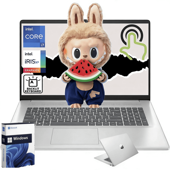 Newest HP 17 Laptop,17.3" HD Touchscreen Laptop,Intel Core i7-1355U 10 Cores,16GB RAM,512GB SSD,Intel Iris Xe Graphics,Webcam,HDMI,Wi-Fi 5 ,Bluetooth 5, Windows 11 Home,Silver