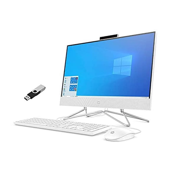 Newest HP 24-inch FHD All-in-One Desktop Computer - Dual-Core AMD Athlon Silver 3050U - 8GB DDR4 RAM-256GB SSD - DVD-RW - WiFi Bluetooth - Windows 10 Pro - Snow White w/ 32GB USB Drive (HP-24-DD00)