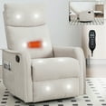 thumbnail image 1 of Newest Heat Massage Manual Recliner Chair with Rocker , Swivel in Fabric for Living Room, Beige, 1 of 8