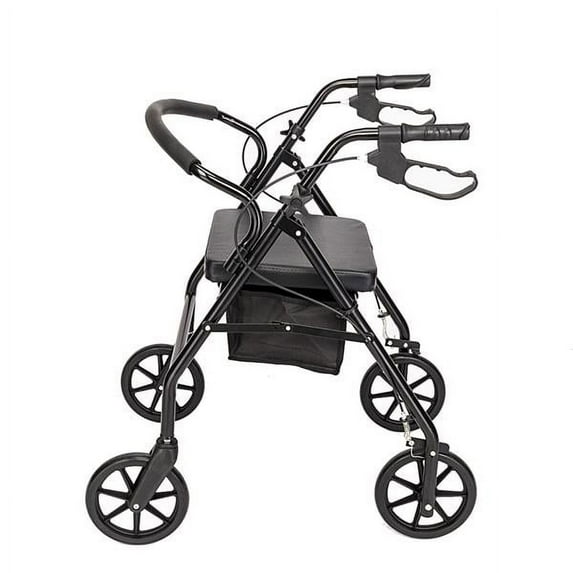 Newest Heavy Duty Bariatric Rollator Walker with Extra Wide Padded Seat, 8" Wheels, Fold Lock Feature, Adjustable Seat Height & 450 lbs