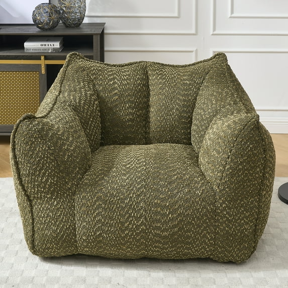 Newest Heavy-Duty Chenille Bean Bag Chair - 2-Person High-Density Foam & Portable Design for Family Entertainment