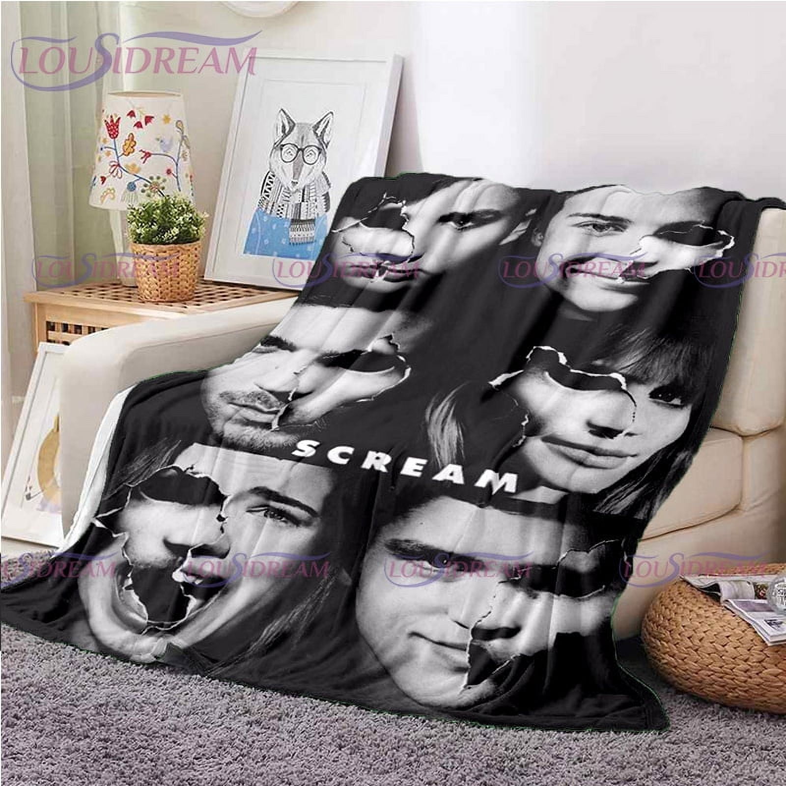 Newest Horror Scream 6 Movies Printed Blanket Warm Thin Blanket Flannel Soft and Comfortable Home Travel Blanket Birthday Gift Walmart
