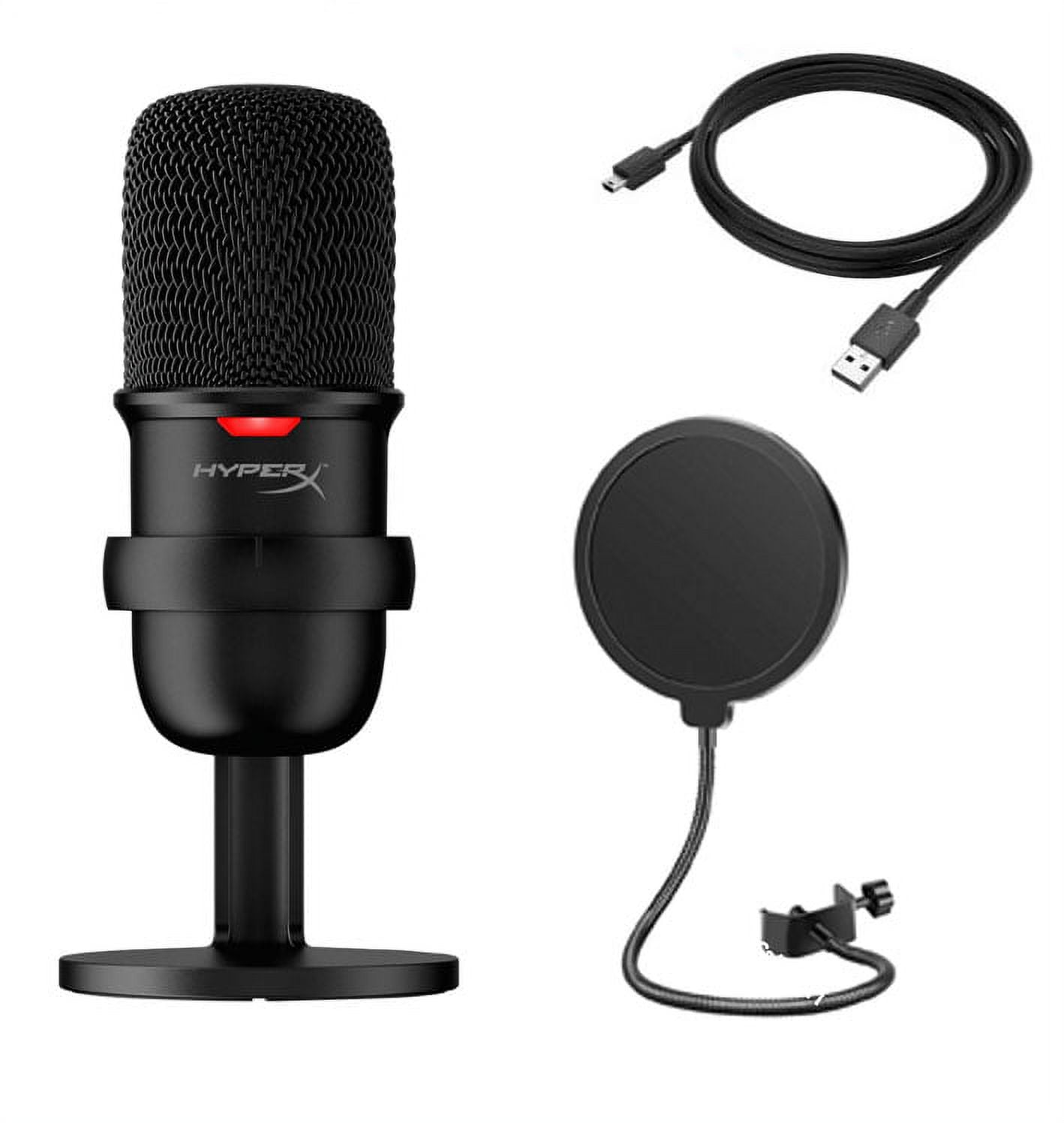 Newest HyperX SoloCast USB Computer Microphone for PC, Mac, Streaming, Podcasts, Twitch, YouTube, Discord | Tap-to-Mute Sensor | Cardioid Polar Pattern | /w GalliumPi Popfilter