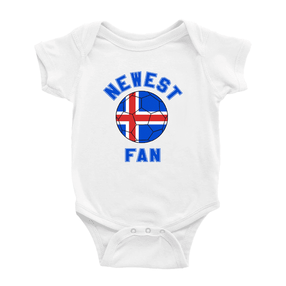 Newest Iceland National Soccer Team Fan Cute Baby Rompers Bodysuit (White, 3-6 Months)