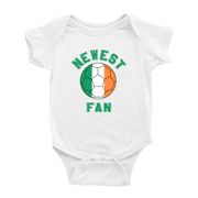 Newest Ireland National Soccer Team Fan Cute Baby Rompers White, 0-3 Months