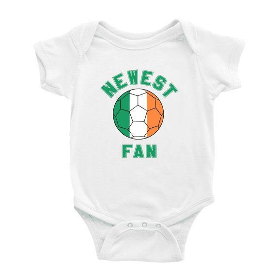 Newest Ireland National Soccer Team Fan Cute Baby Rompers (White, 12-18 Months)