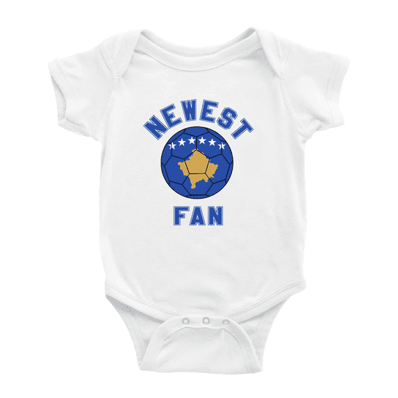 Newest Kosovo National Soccer Team Fan Baby Rompers Newborn Clothes Outfits (White, 6-12 Months)
