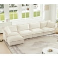 thumbnail image 1 of Newest 156.6" Oversized L-Shaped Modular Sectional Sofa, 4-Seater Cloud Couch with Soft Armrests & 2 Pillows, Cream Deep Seat Sofa for Living Room Apartment, 1 of 14
