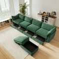 thumbnail image 1 of Newest L-Shaped 4 Seater Sectional Sofa Couch,4-seat Sofa,1 Movable Ottoman, Crescent-shaped Armrests,Wraparound Back & Armrest Cushions, ,Chenille Green, 1 of 19