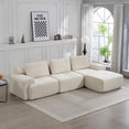 thumbnail image 1 of Newest L-Shaped Sectional Couches for Living Room with Memory Foam & Steel Frame - Convertible Sofa Bed, Corduroy Fabric Compression Sofa, Modular Couch for Apartments,Bedrooms,Home Theate,White, 1 of 8