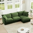 thumbnail image 1 of Newest L-Shaped Sectional Sofa Couch,Comfy Chenille Deep Seat Couch, Convertible Ottoman & 2 Big Pillows,Modern Oversized 3 Seater Sofa Set for Living Room Office,Green, 1 of 20