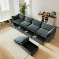 thumbnail image 1 of Newest L-Shaped4SeaterSectional SofaCouch,4-seat Sofa,1 Movable OttomanCrescent-shaped Armrests,Wraparound Back ArmrestCushions,ChenilleGary, 1 of 20
