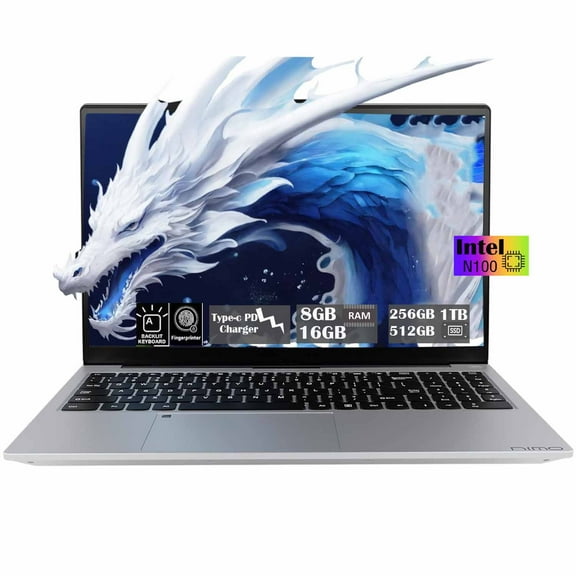 Newest Laptop, 15.6'' FHD Laptop Computerr Windows 11, Intel N100 Processor,8GB RAM 1TB SSD, Wi-Fi 6, BT5.2, Fingerprint, Backlit keyboard(Silver)