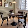 thumbnail image 1 of Newest Large Round Pedestal Table,Walnut MDF Top with Cylinder Metal Base for Kitchen or Office, 1 of 13