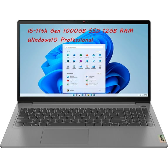 Newest Lenovo Ideapad 3 15.6" FHD Touch Screen Laptop -Intel Core i5 11th Gen -12GB Memory -1000GB SSD -Win10 Pro -Arctic Grey