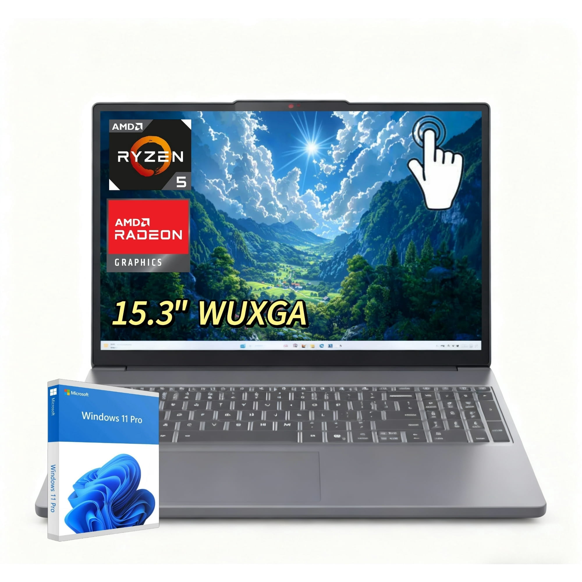 Newest Lenovo Ideapad Slim 3 15.3" WUXGA Touchscreen Laptop, AMD Ryzen 5 8540U, 16GB DDR5 RAM, 1TB SSD, Windows 11 Pro,Luna Grey,83KA003CUS