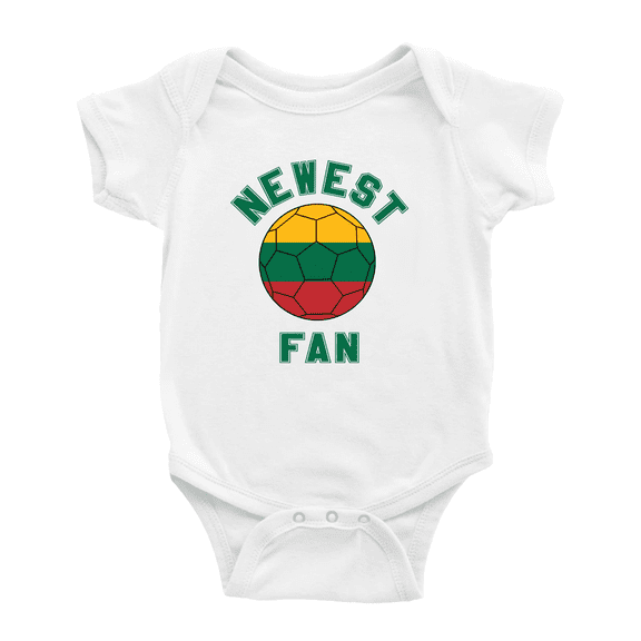 Newest Lithuania National Soccer Team Fan Cute Baby Rompers (White, 12-18 Months)