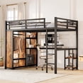 thumbnail image 1 of Newest Loft Bed Queen Size, Metal Bedframe Built-in Wardrobe, Loft Bed with Desk and Storage Shelvesand ,Safety Guardrail, No Box Spring Needed, Space Saving, Noise Free, Matte Black, 1 of 2