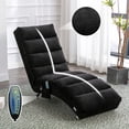 thumbnail image 1 of Newest Luxury Chaise Lounge with Vibration Function, Modern Fixed Back Recliner,Black, 1 of 13