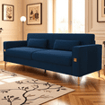 thumbnail image 1 of Newest Luxury Retro Blue Velvet Sofa with Gold Accents - Modern 3-Seat Couch for Primary Living Space & Apartment Decor​, 1 of 17