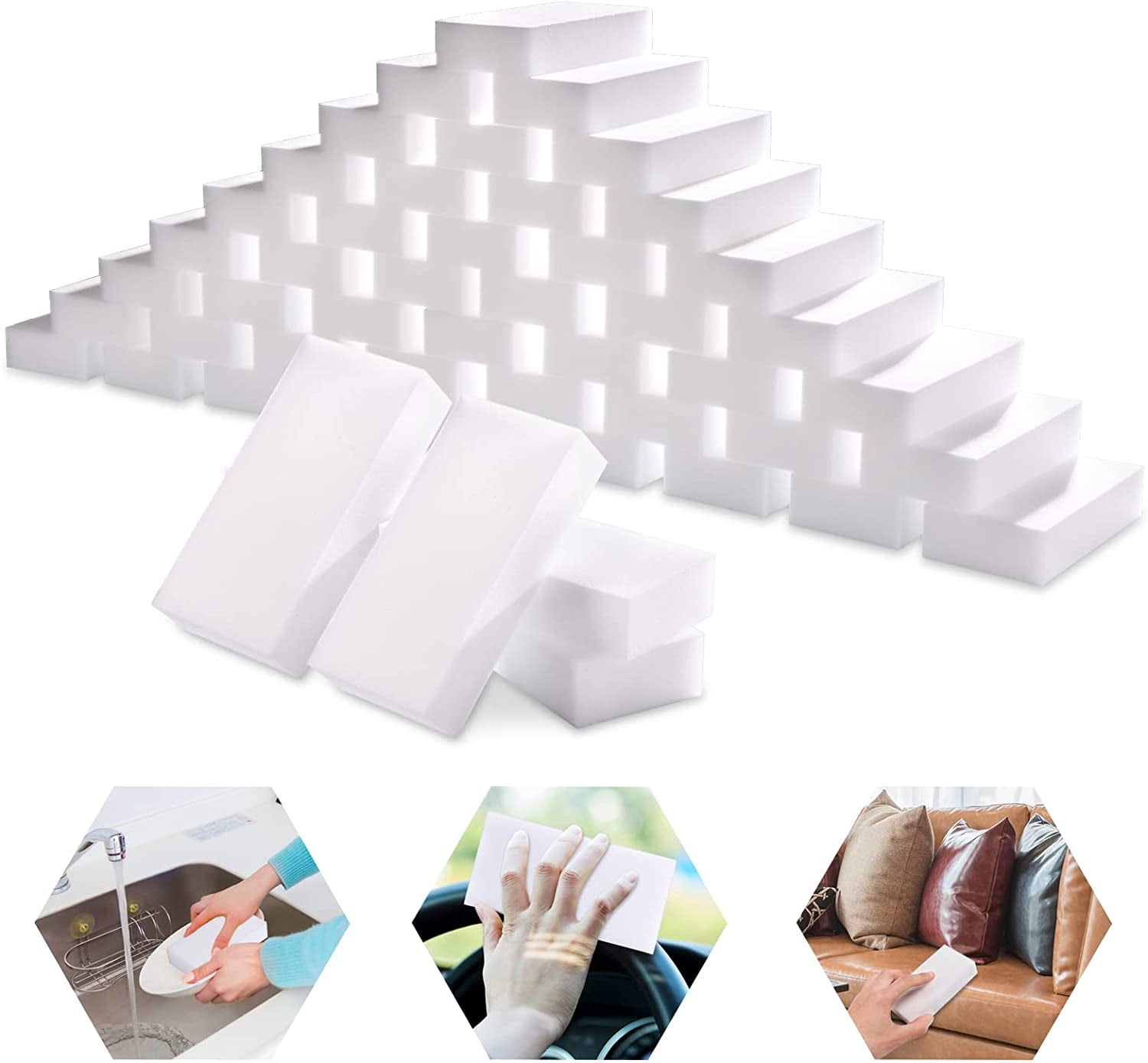 Surfela 6 Pack Magic Eraser Sponge For Walls - 9.6u00d76.6u00d72cm, White Magic Sponges For Cleaning With 2.5X Stronger, Melamine Sponge For All Household Surfaces, Kitchens, Bathrooms, Walls, Shoes
