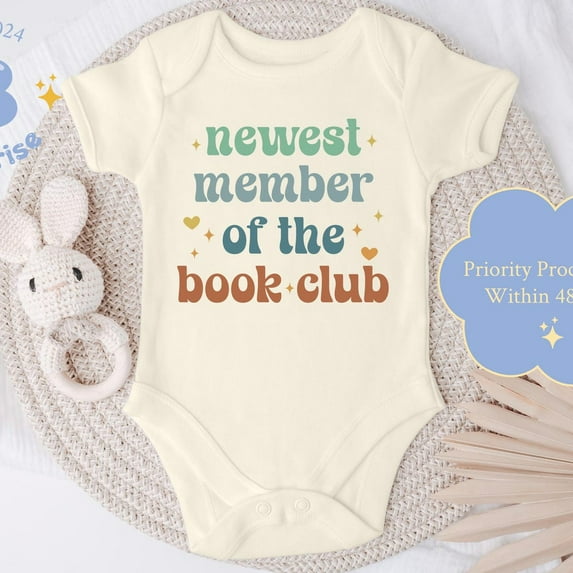 Newest Member Of The Book Club Onesie, Future Bookworm Baby Bodysuit, Book Lover Girl Gift, Baby Shower Gift Cute Baby Onesie, BABY BODYSUIT LAT 4424