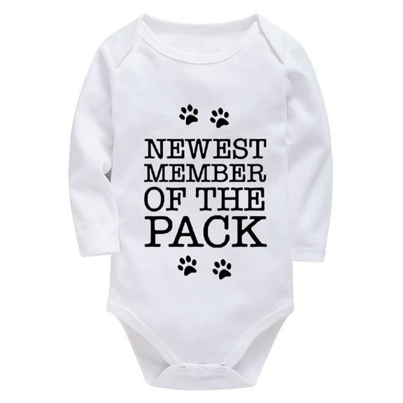 Newest Member Of The Pack Baby Summer Romper Long Sleeve Baby Boy Bodysuits White 12 Month Boy Onsies