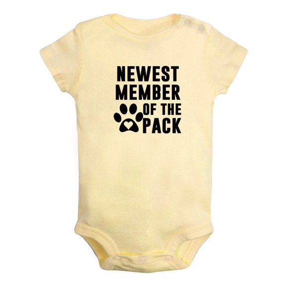 Newest Member Of The Pack Funny Rompers For Babies, Newborn Baby Unisex Bodysuits, Infant Jumpsuits, Toddler 0-24 Months Kids One-Piece Oufits (Yellow, 18-24 Months)